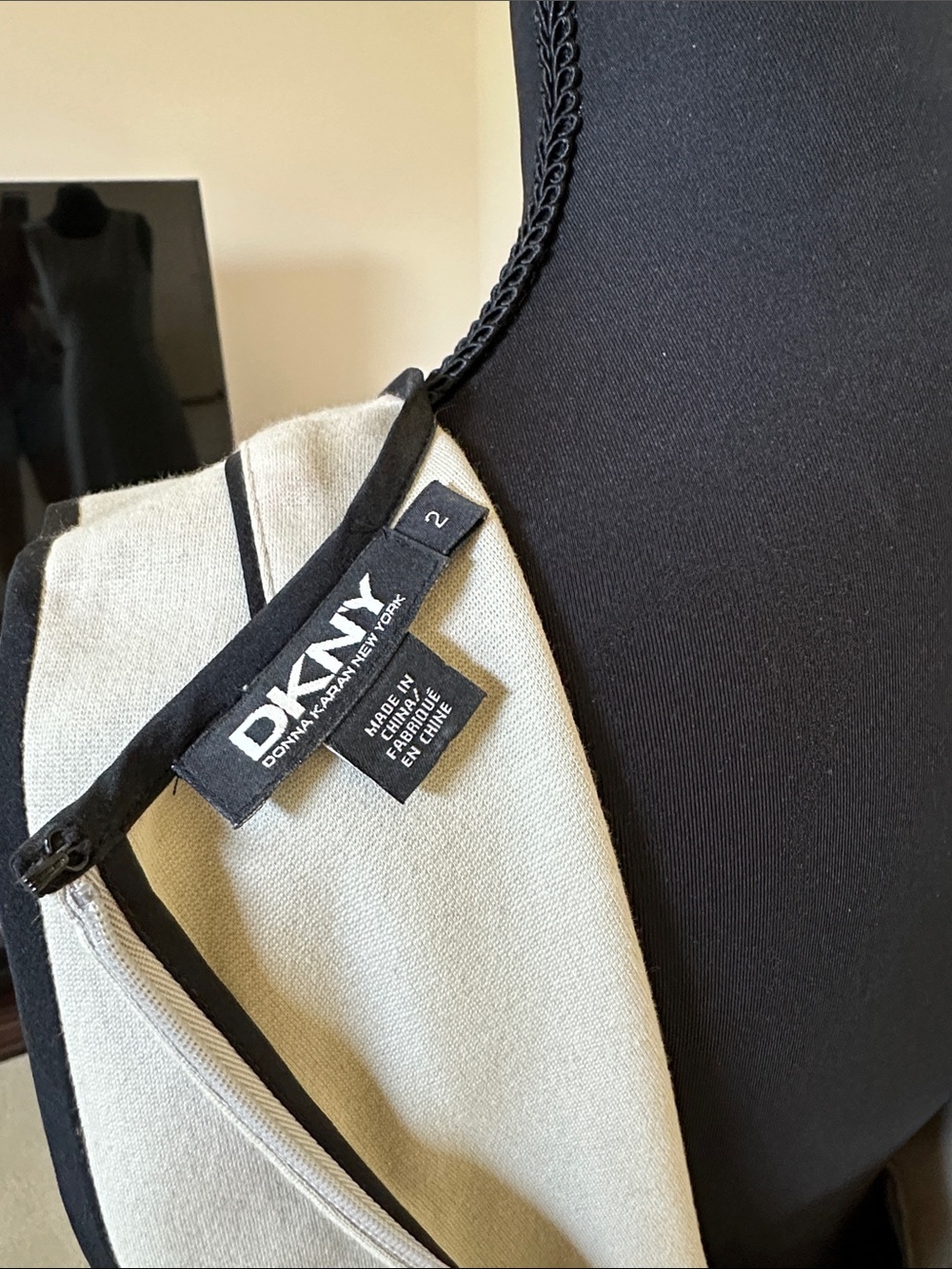 Donna Karan Gray Midi Dress with Black Piping - Picture 11 of 11